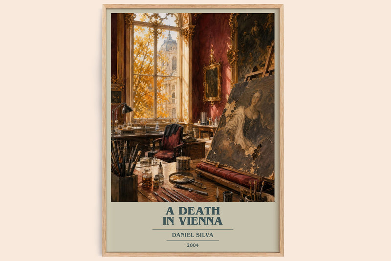 A Death in Vienna book cover book poster by Daniel Silva – framed literary art print