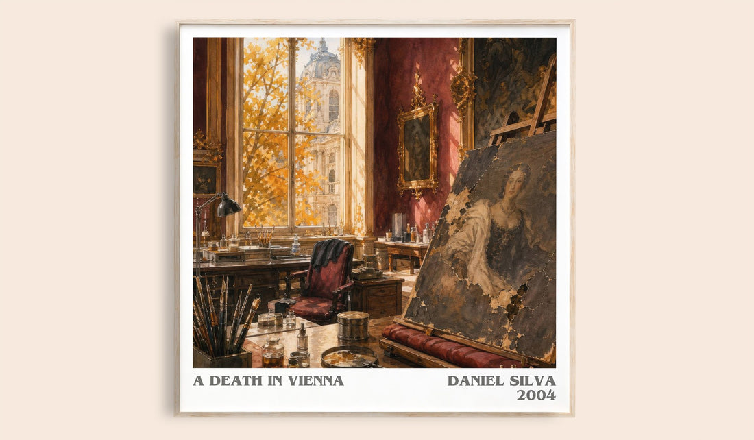 A Death in Vienna literary book poster by Daniel Silva – framed literary art print