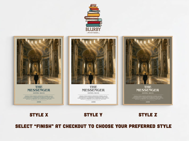 The Messenger bookish print in frame leaning in hallway – thriller wall art
