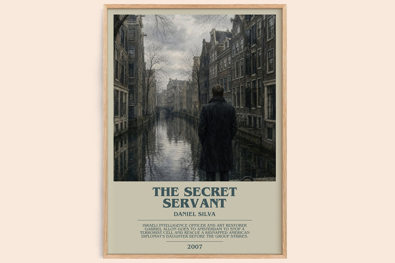 The Secret Servant bookish book poster by Daniel Silva – framed literary art print