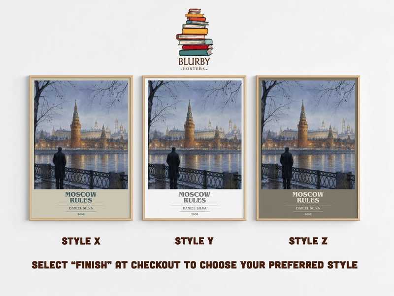 Moscow Rules book cover print in frame leaning in hallway – thriller wall art