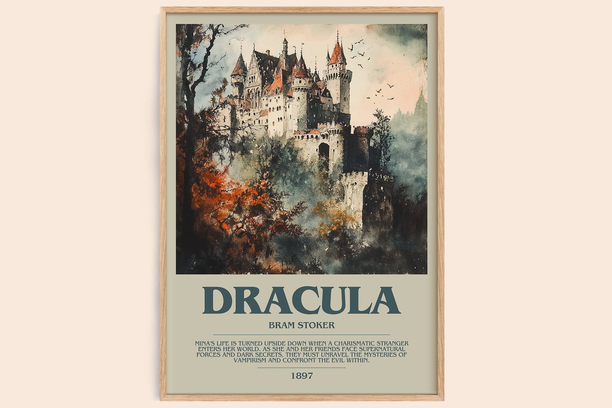 Dracula bookish book poster by Bram Stoker – framed literary art print