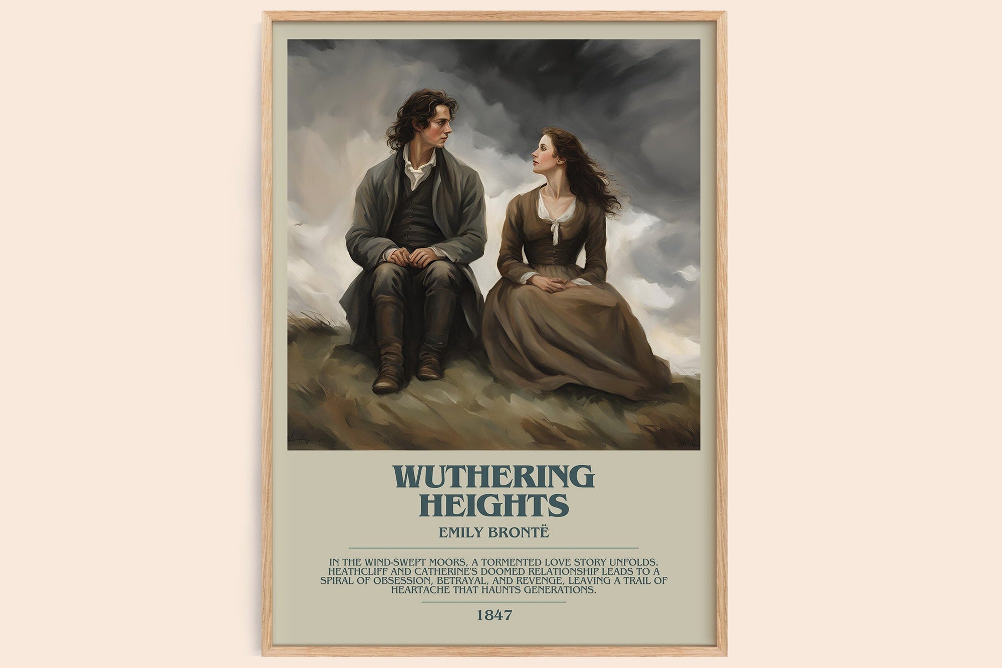 Wuthering Heights bookish book poster by Charlotte Brontë – framed literary art print