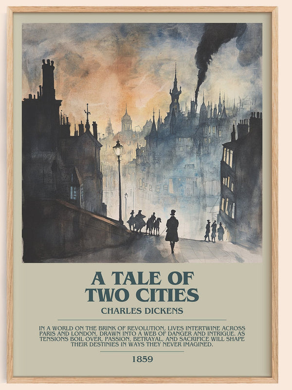 A Tale of Two Cities bookish book poster by Charles Dickens – framed literary art print