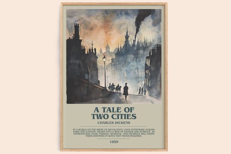 A Tale of Two Cities bookish book poster by Charles Dickens – framed literary art print