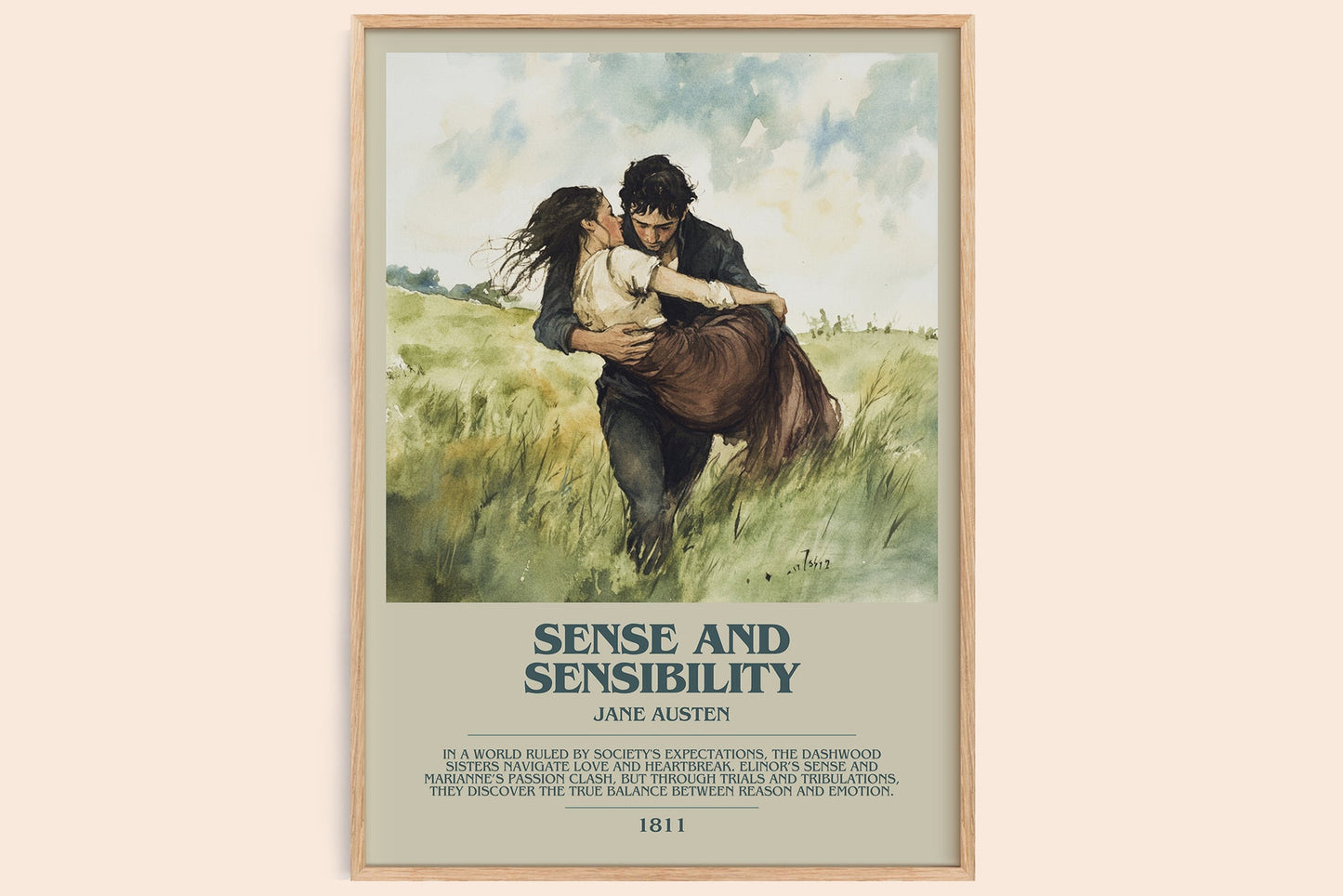 Sense and Sensibility bookish book poster by Jane Austen – framed literary art print