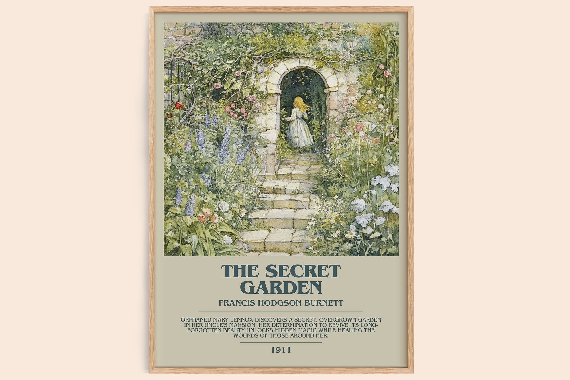 The Secret Garden bookish book poster by Frances Hodgson Burnett – framed literary art print