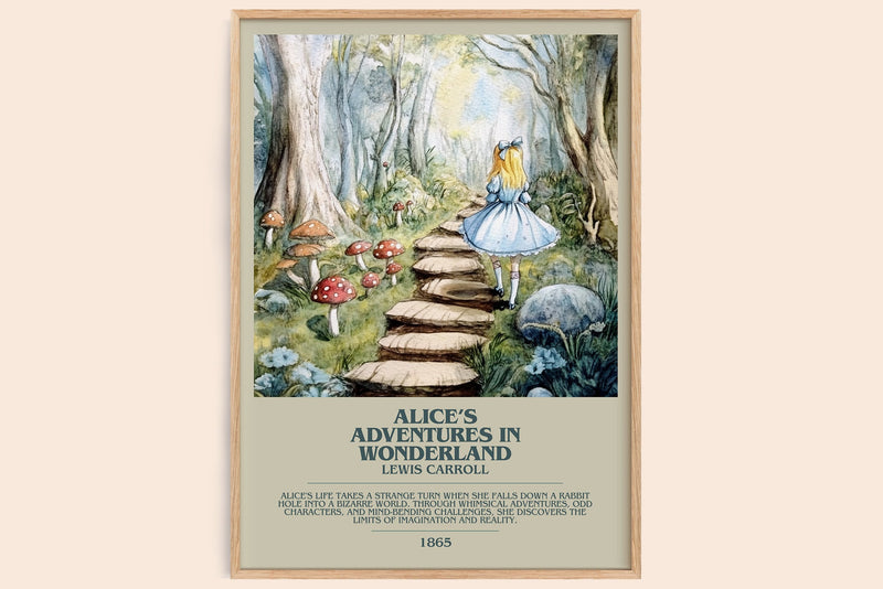 Alice's Adventures in Wonderland bookish book poster by Lewis Carroll – framed literary art print