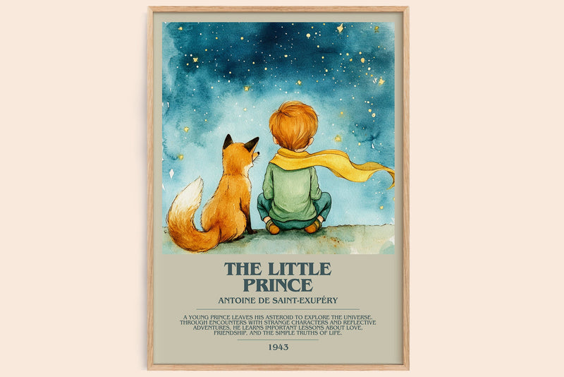 The Little Prince bookish book poster by Antoine de Saint-Exupéry – framed literary art print
