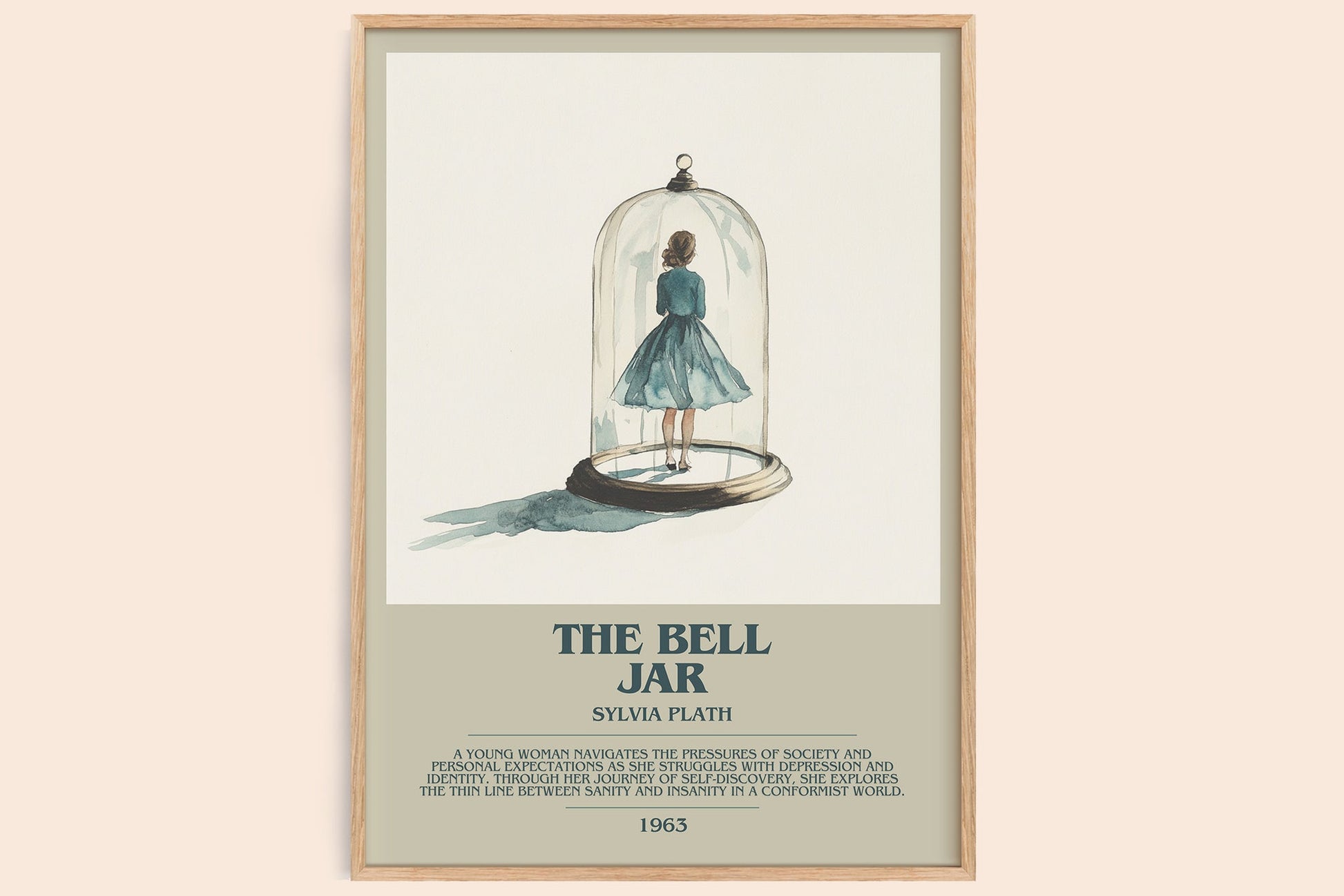 The Bell Jar bookish book poster by Sylvia Plath – framed literary art print