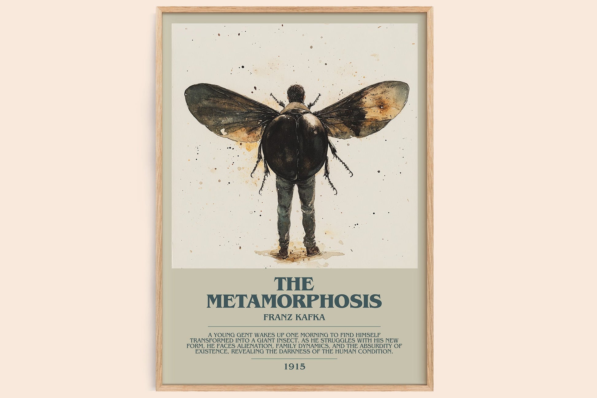 Metamorphosis bookish book poster by Frank Kafka – framed literary art print