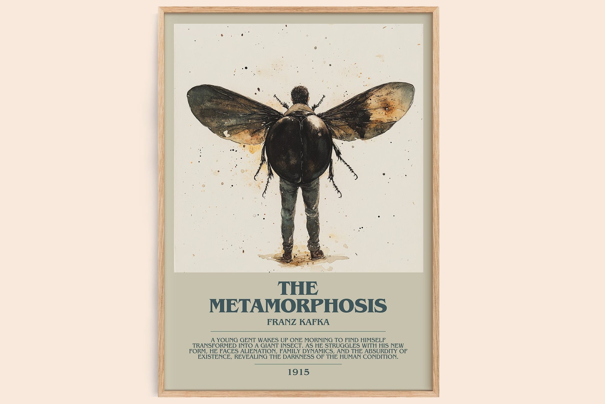 Metamorphosis bookish book poster by Frank Kafka – framed literary art print