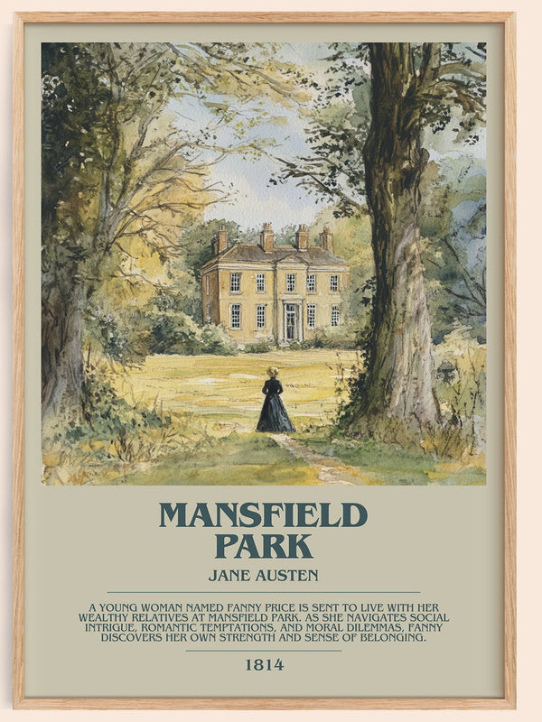 Mansfield Park bookish book poster by Jane Austen – framed literary art print