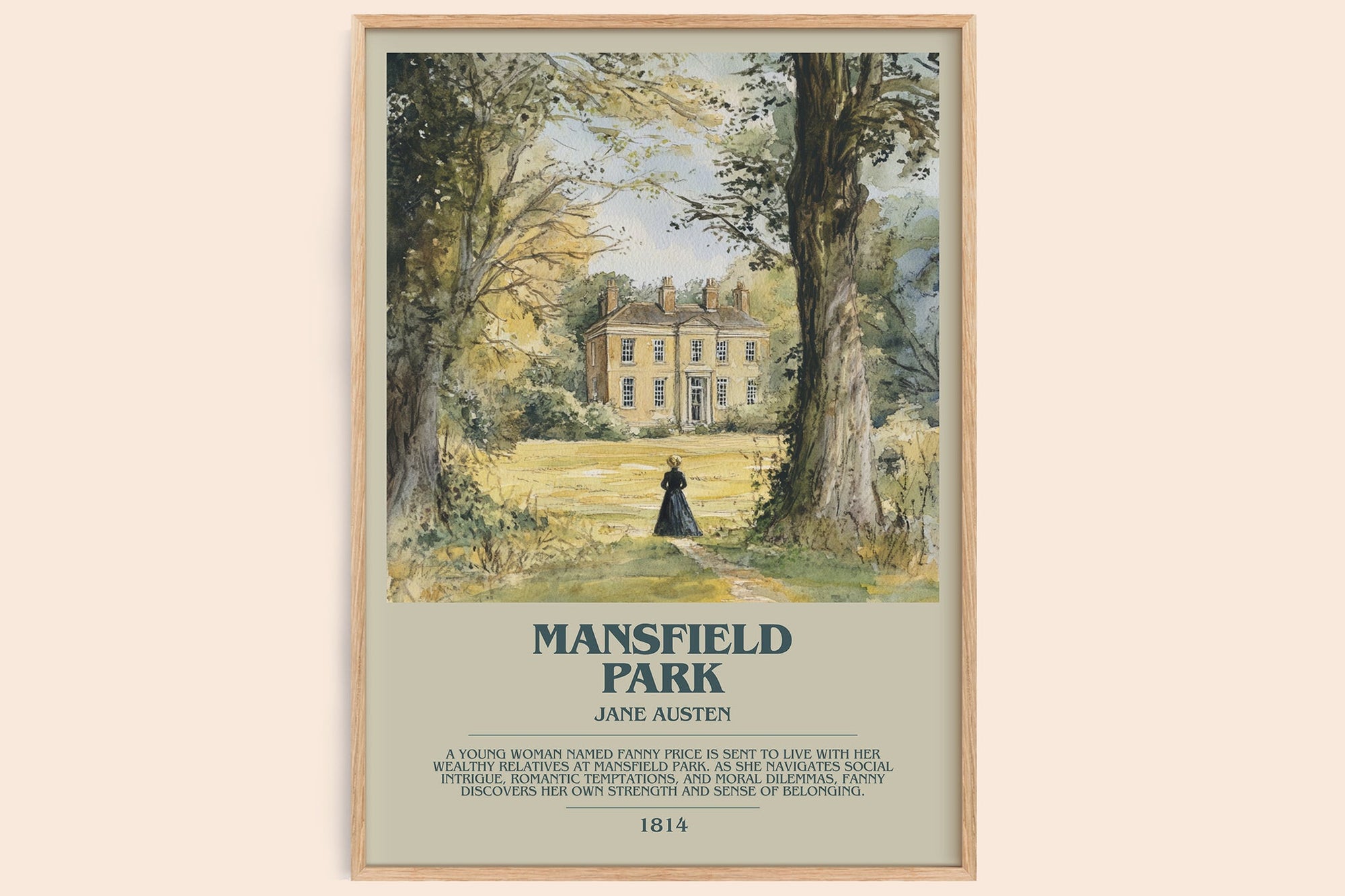 Mansfield Park bookish book poster by Jane Austen – framed literary art print