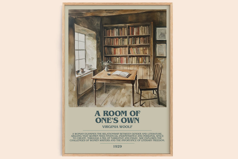 A Room Of One's Own bookish book poster by Virginia Woolf – framed literary art print