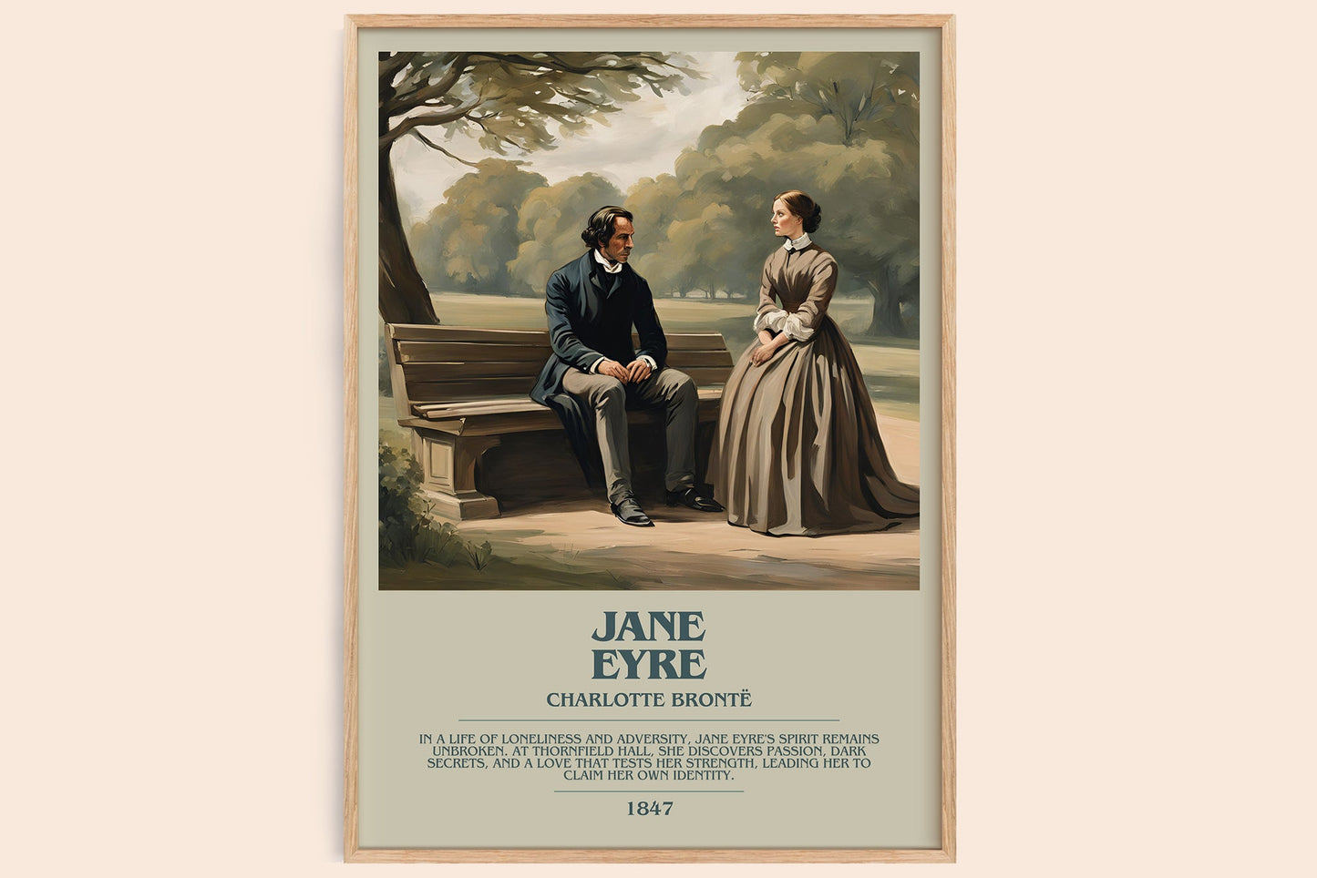 Jane Eyre bookish book poster by Charlotte Brontë – framed literary art print