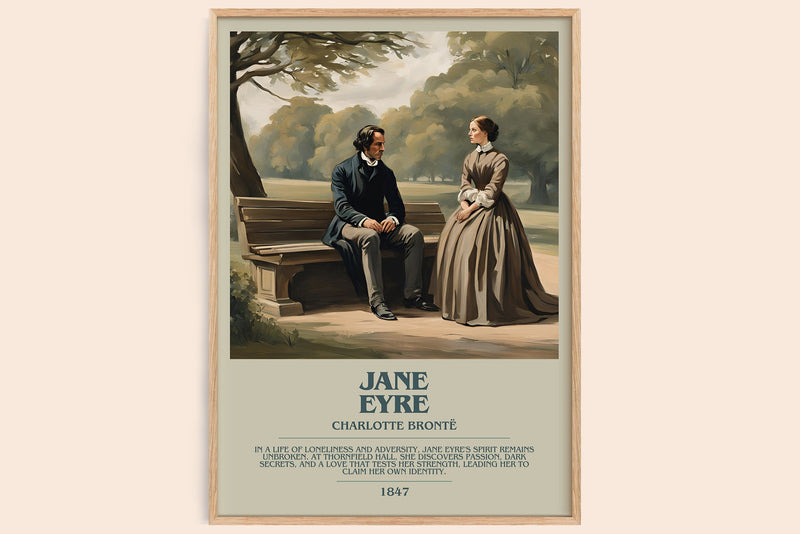 Jane Eyre bookish book poster by Charlotte Brontë – framed literary art print