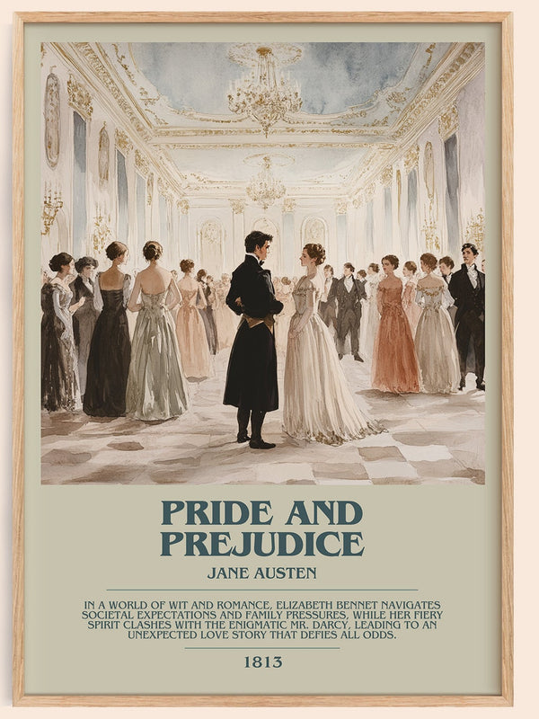 Pride and Prejudice bookish book poster by Jane Austen – framed literary art print