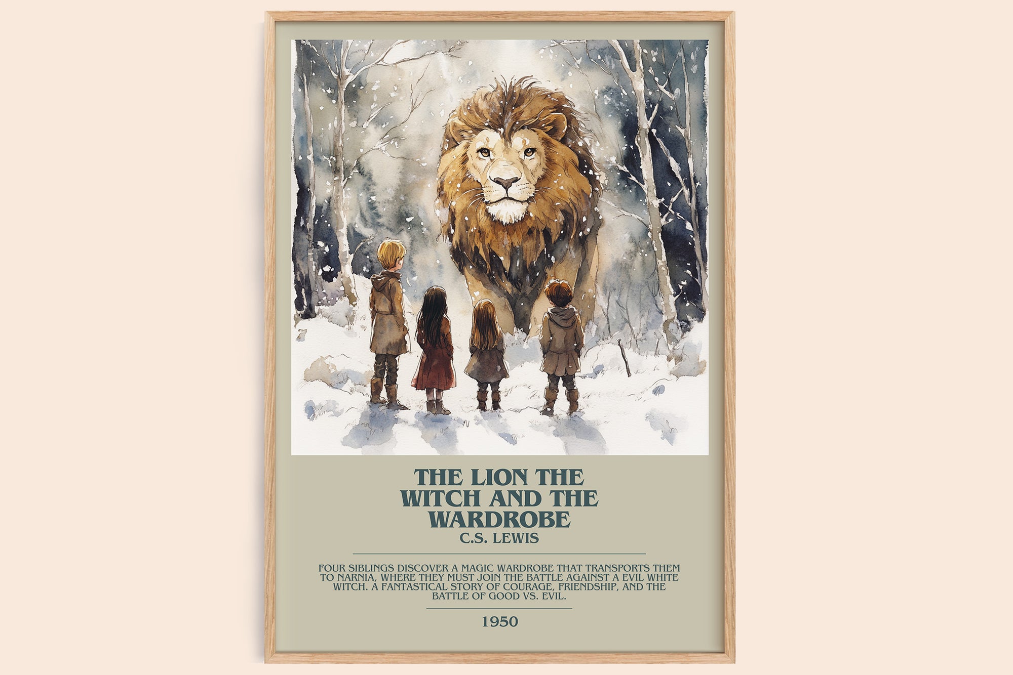 The Lion, the Witch and the Wardrobe bookish book poster by C. S. Lewis – framed literary art print