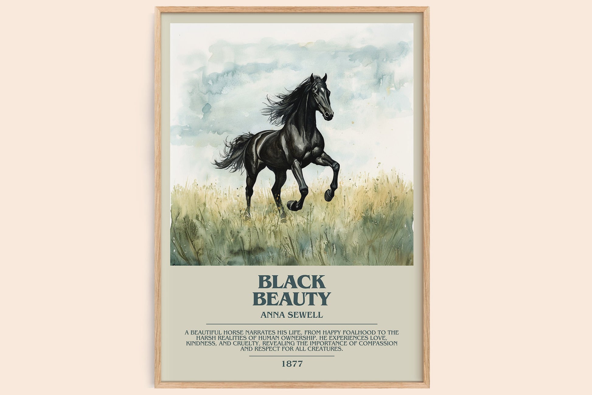 Black Beauty bookish book poster by Anna Sewell – framed literary art print