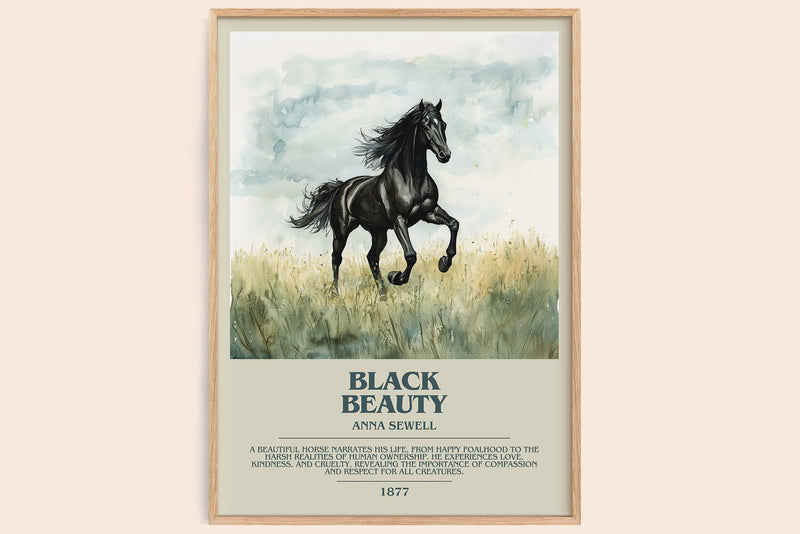 Black Beauty bookish book poster by Anna Sewell – framed literary art print