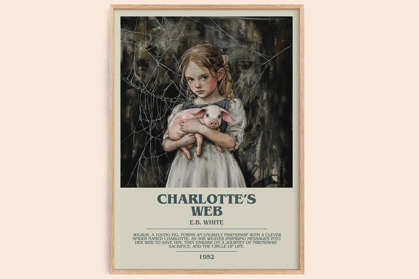Charlotte's Web bookish book poster by E B White – framed literary art print