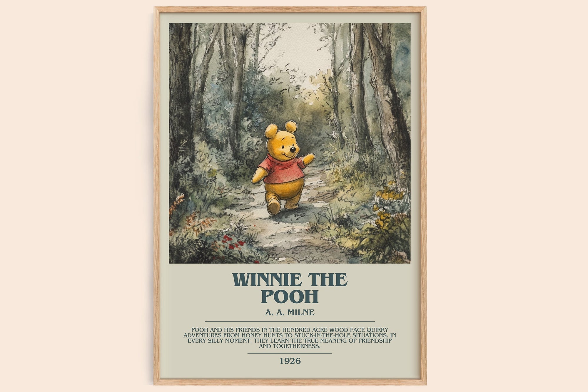 Winnie the Pooh bookish book poster by A. A. Milne – framed literary art print