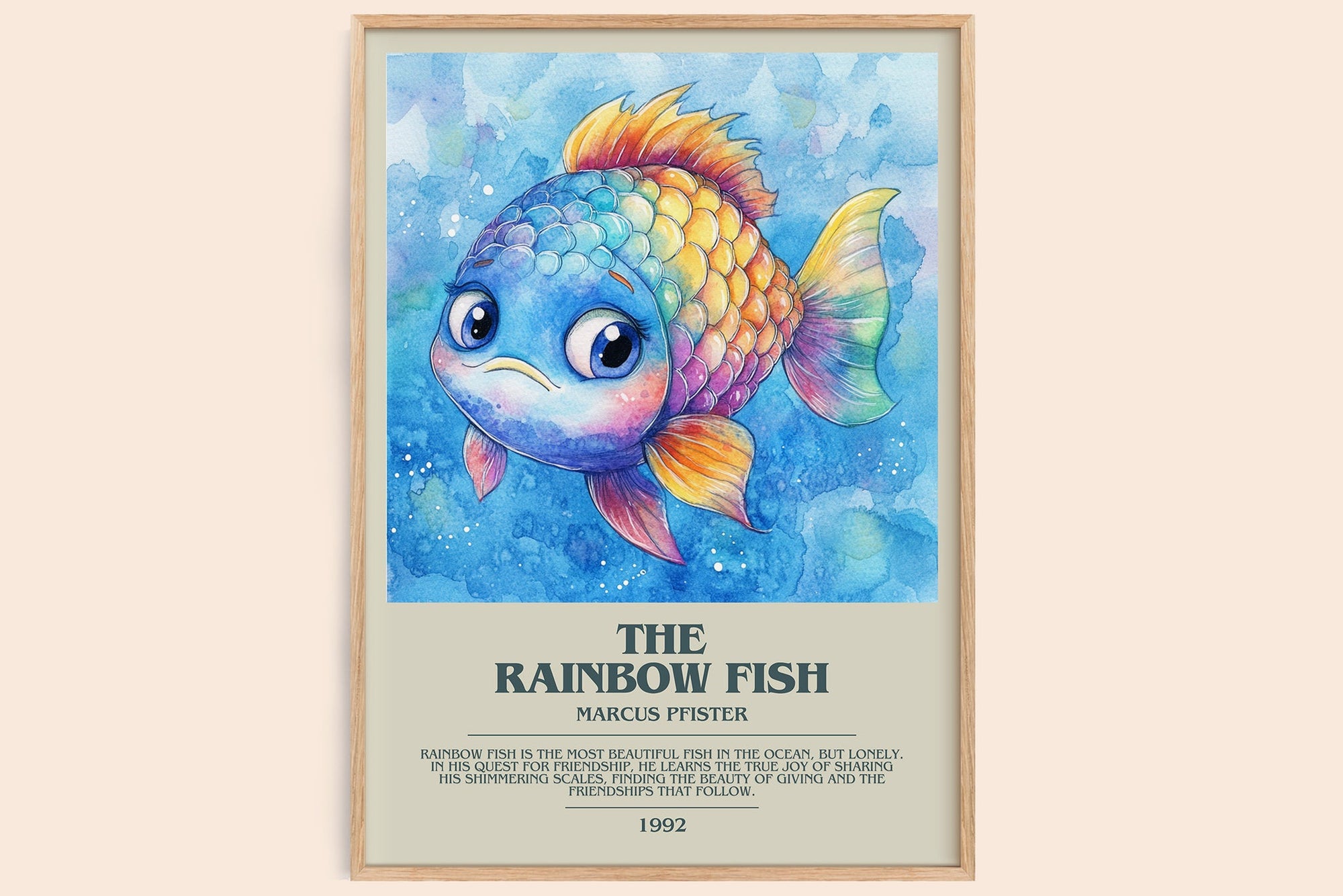 The Rainbow Fish bookish book poster by Marcus Pfister – framed literary art print