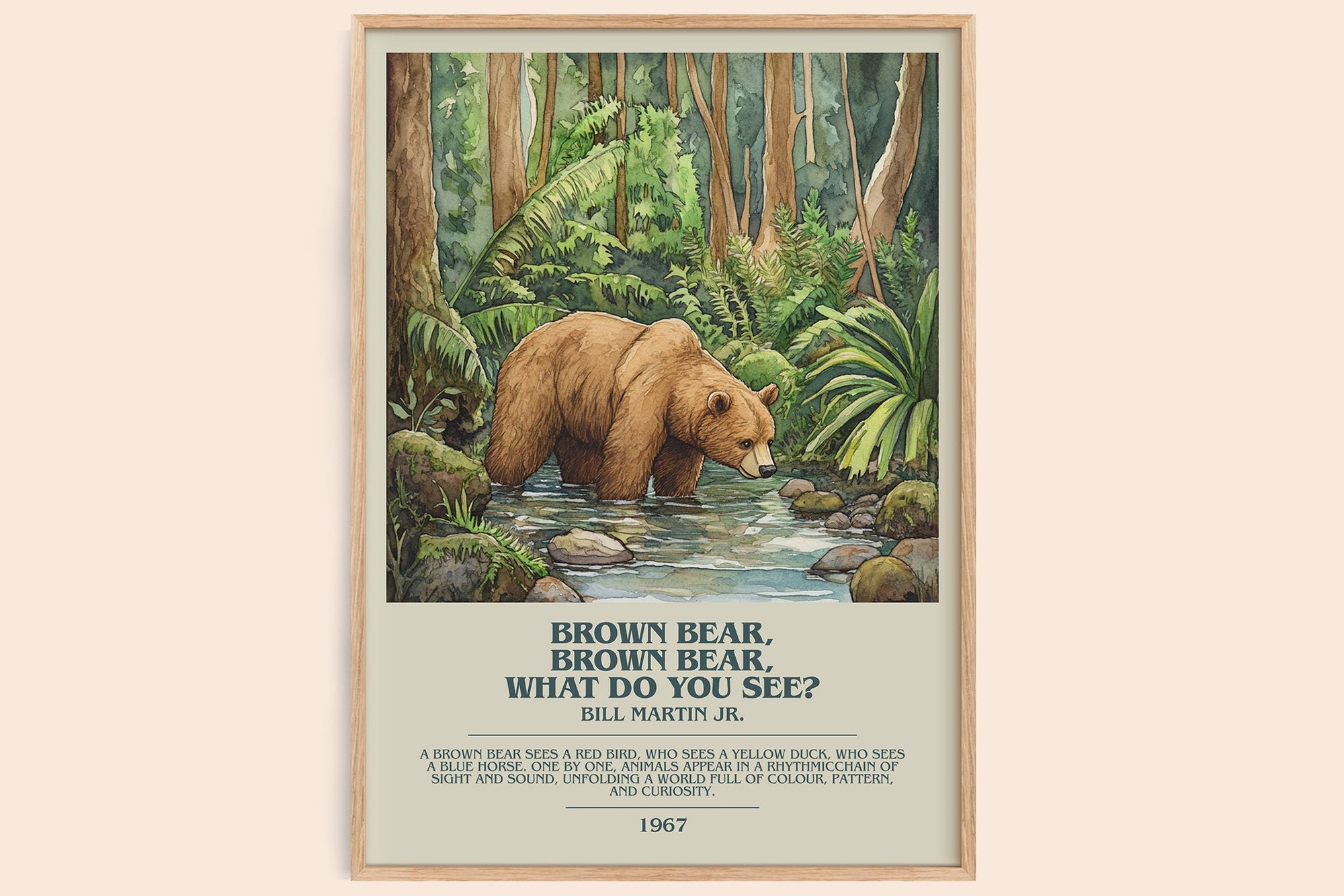 Brown Bear, Brown Bear, What Do You See? bookish book poster by Bill Martin, Jr. – framed literary art print