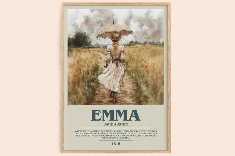 Emma bookish book poster by Jane Austen – framed literary art print