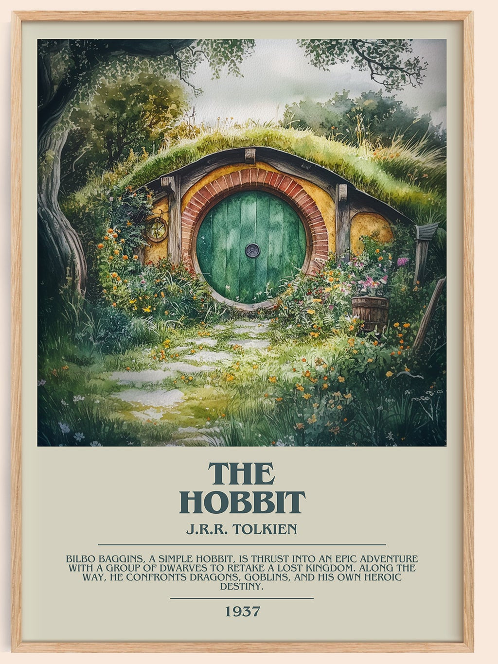 The Hobbit bookish book poster by J. R. R. Tolkien – framed literary art print