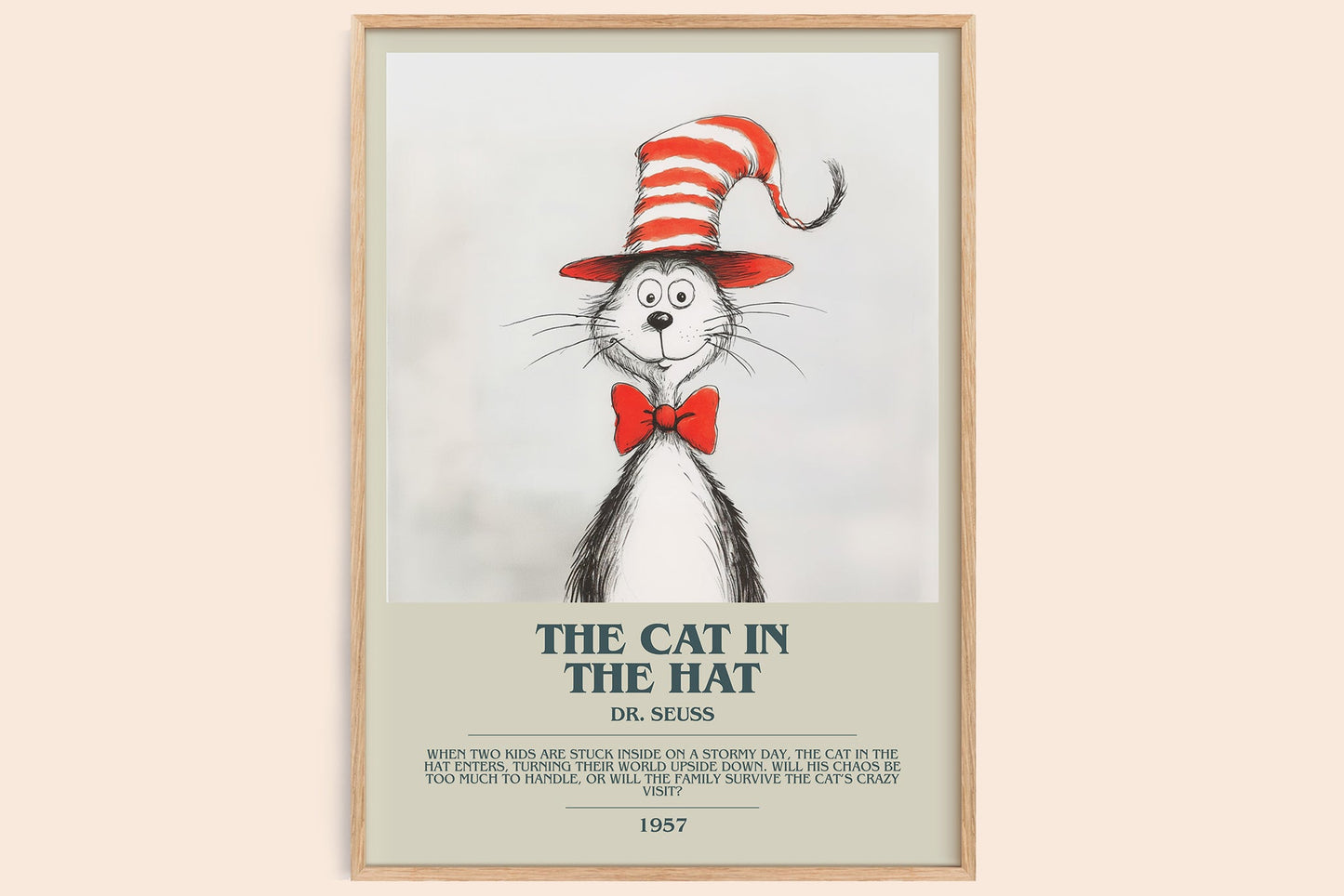 The Cat in the Hat bookish book poster by Dr. Seuss – framed literary art print