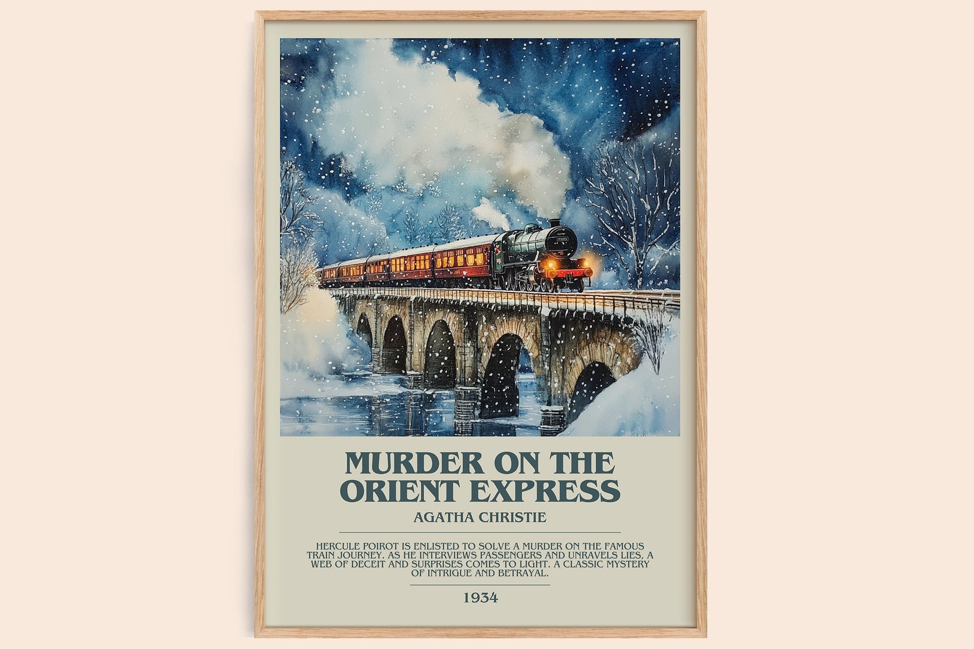 Murder On The Orient Express bookish book poster by Agatha Christie – framed literary art print