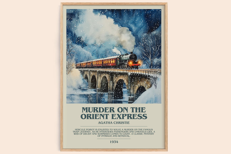 Murder On The Orient Express bookish book poster by Agatha Christie – framed literary art print