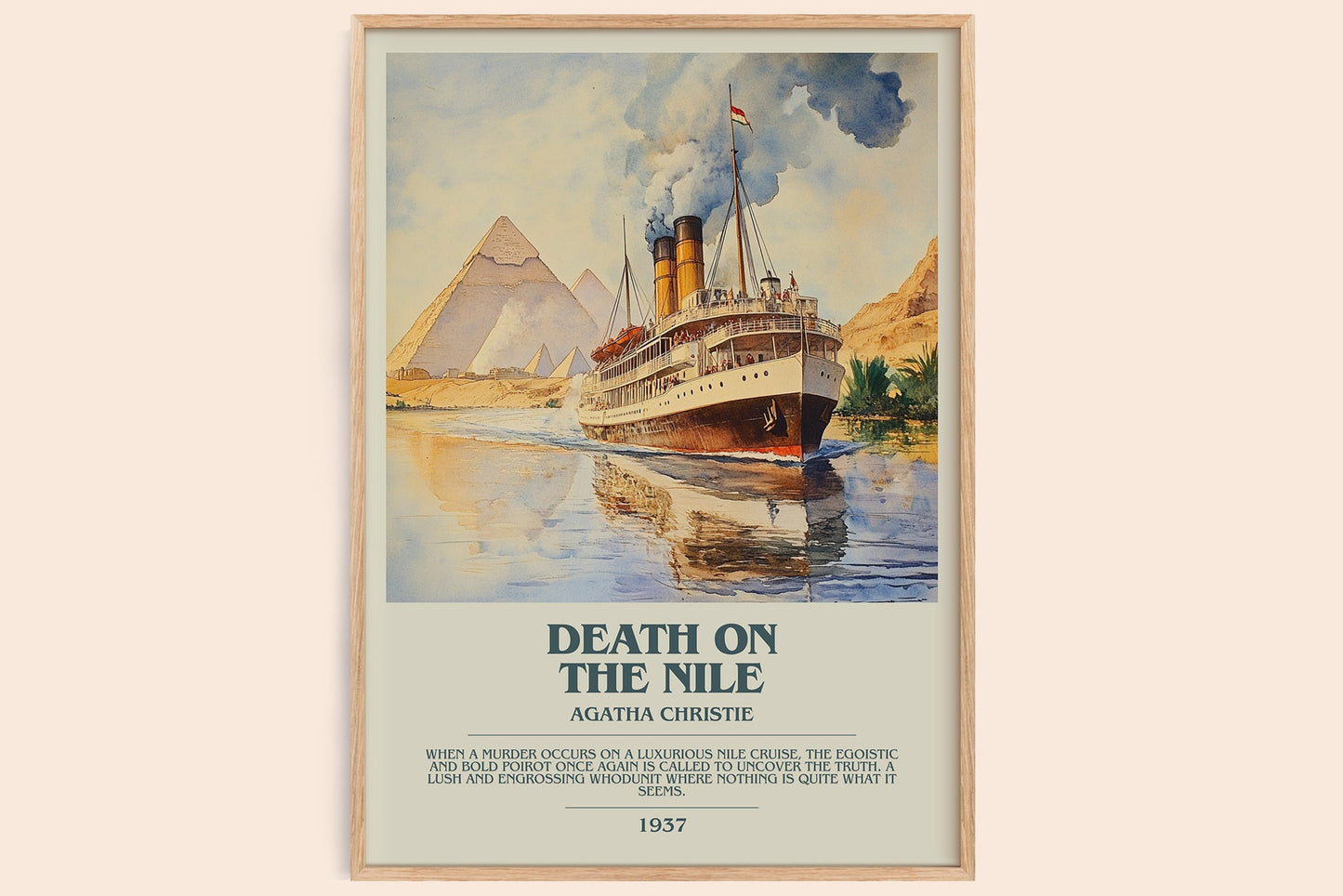 Death on the Nile bookish book poster by Agatha Christie – framed literary art print