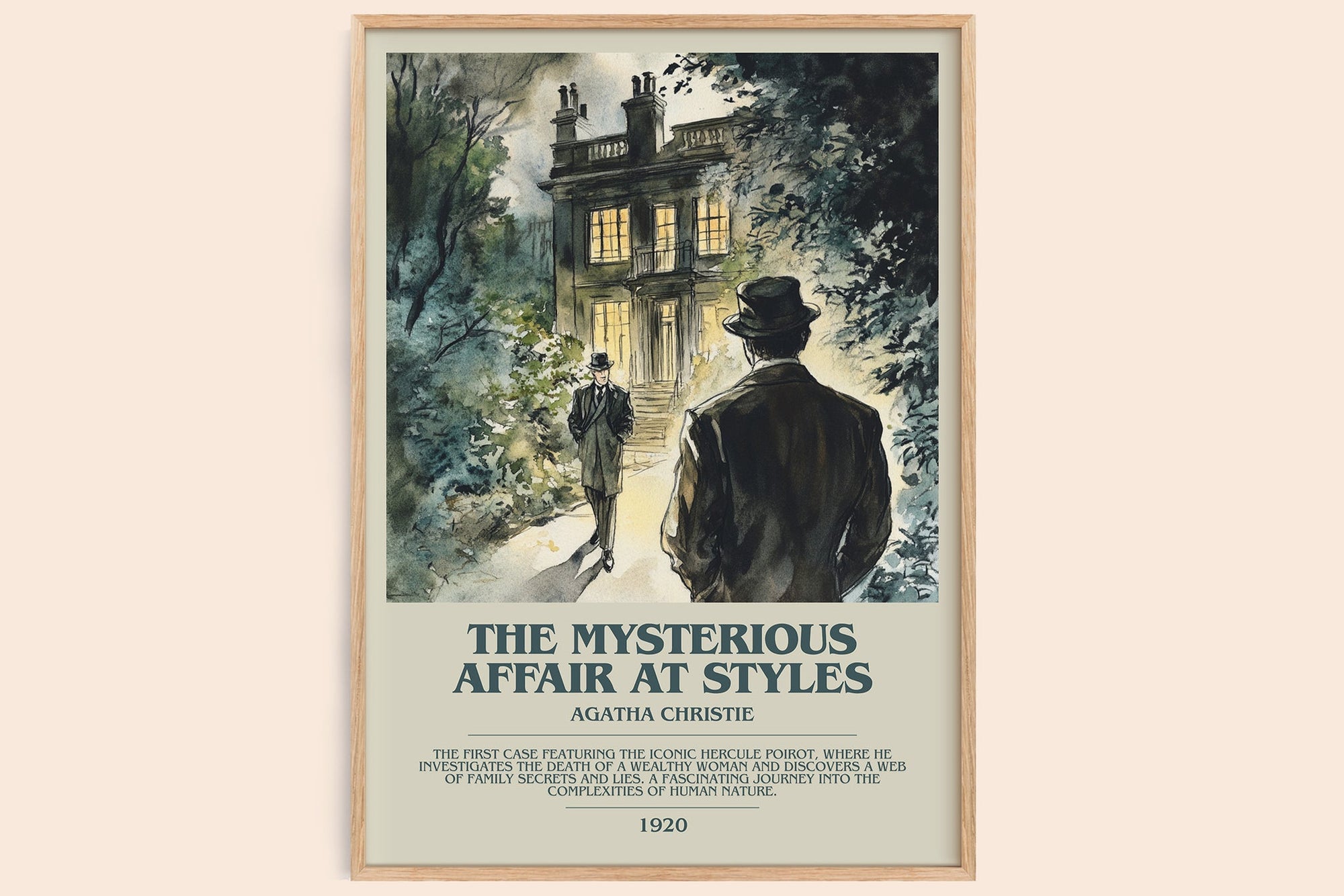 The Mysterious Affair At Styles bookish book poster by Agatha Christie – framed literary art print