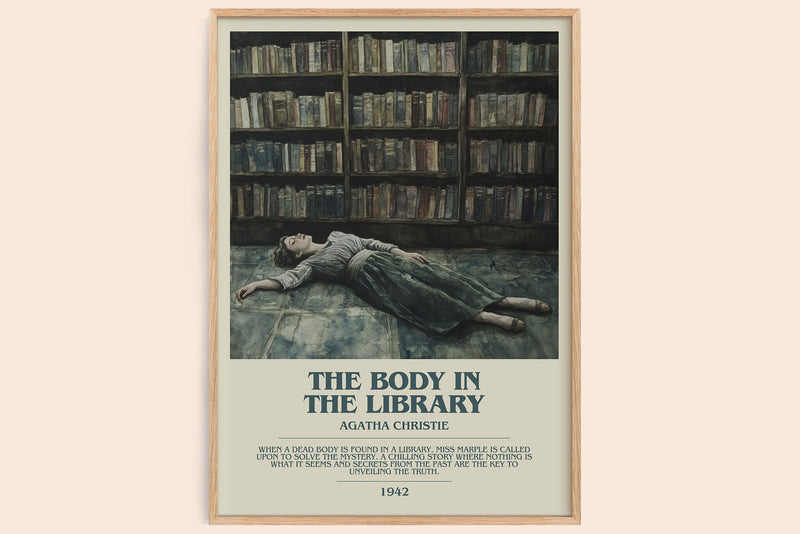 The Body in the Library bookish book poster by Agatha Christie – framed literary art print