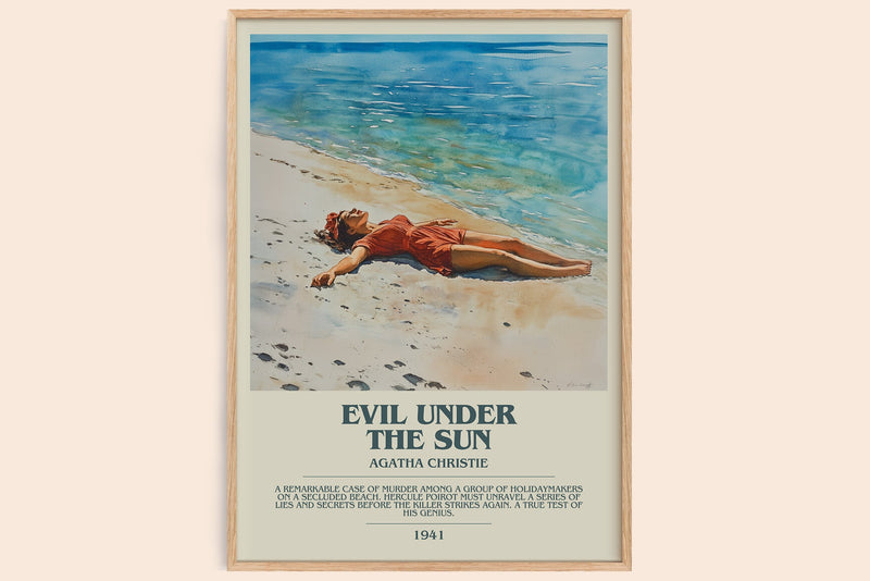 Evil Under the Sun bookish book poster by Agatha Christie – framed literary art print