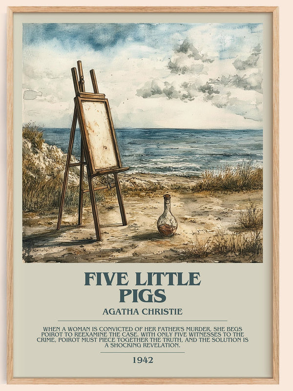 Five Little Pigs bookish book poster by Agatha Christie – framed literary art print