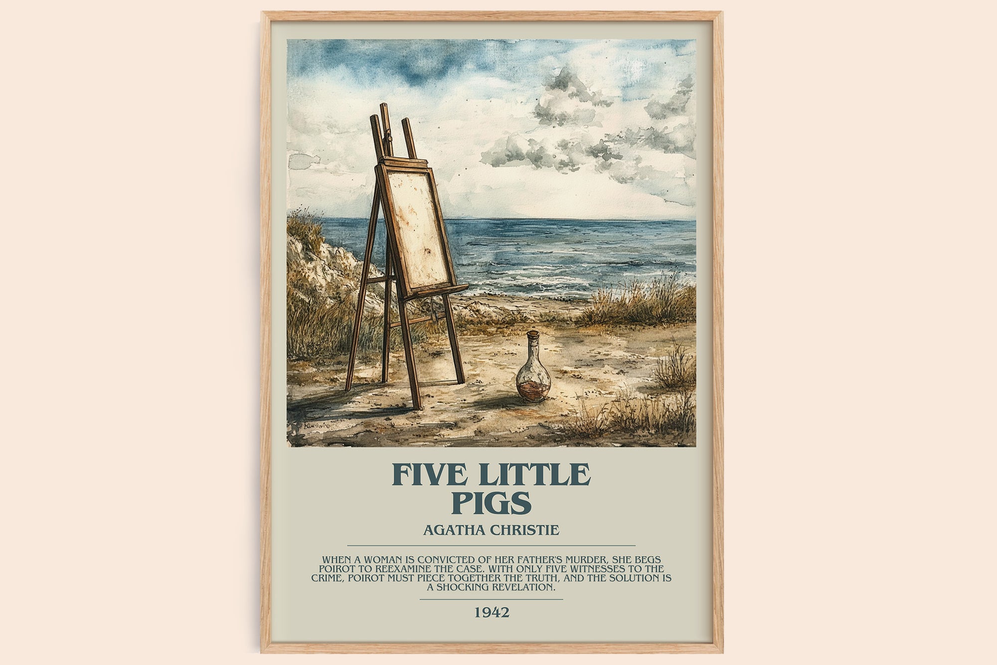 Five Little Pigs bookish book poster by Agatha Christie – framed literary art print