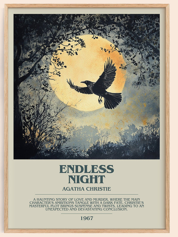 Endless Night bookish book poster by Agatha Christie – framed literary art print