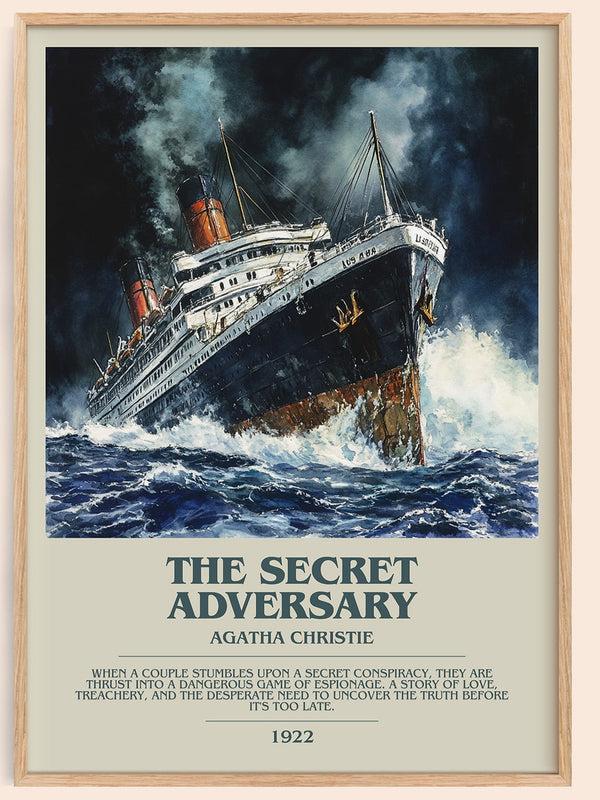 The Secret Adversary bookish book poster by Agatha Christie – framed literary art print