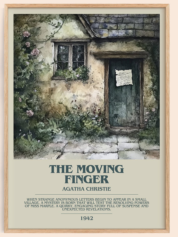 The Moving Finger bookish book poster by Agatha Christie – framed literary art print