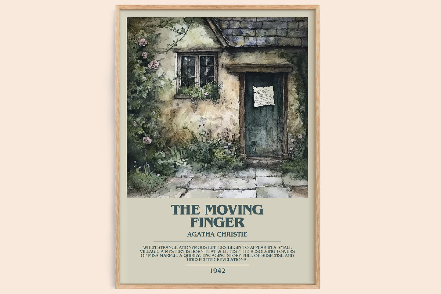 The Moving Finger bookish book poster by Agatha Christie – framed literary art print