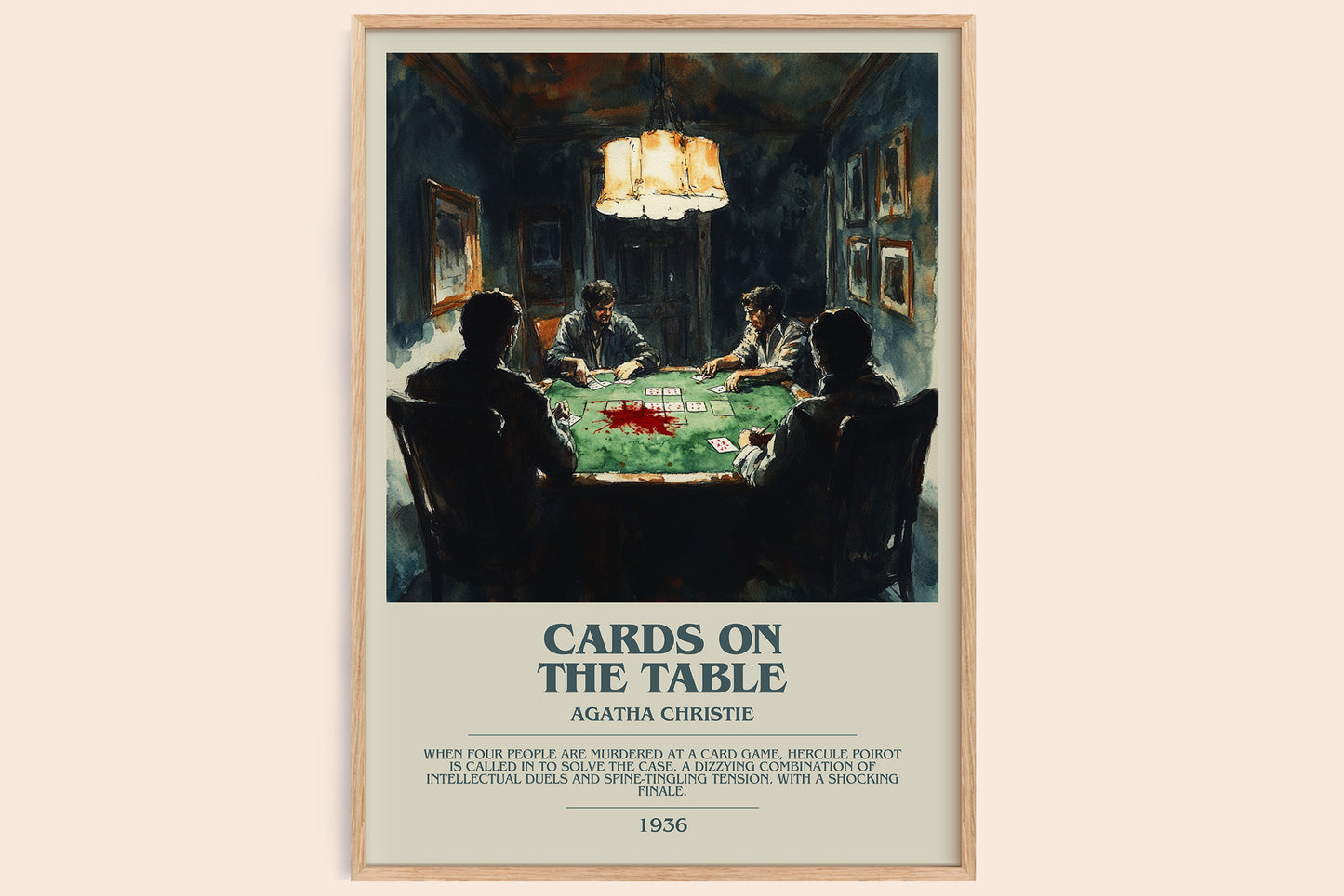 Cards on the Table bookish book poster by Agatha Christie – framed literary art print