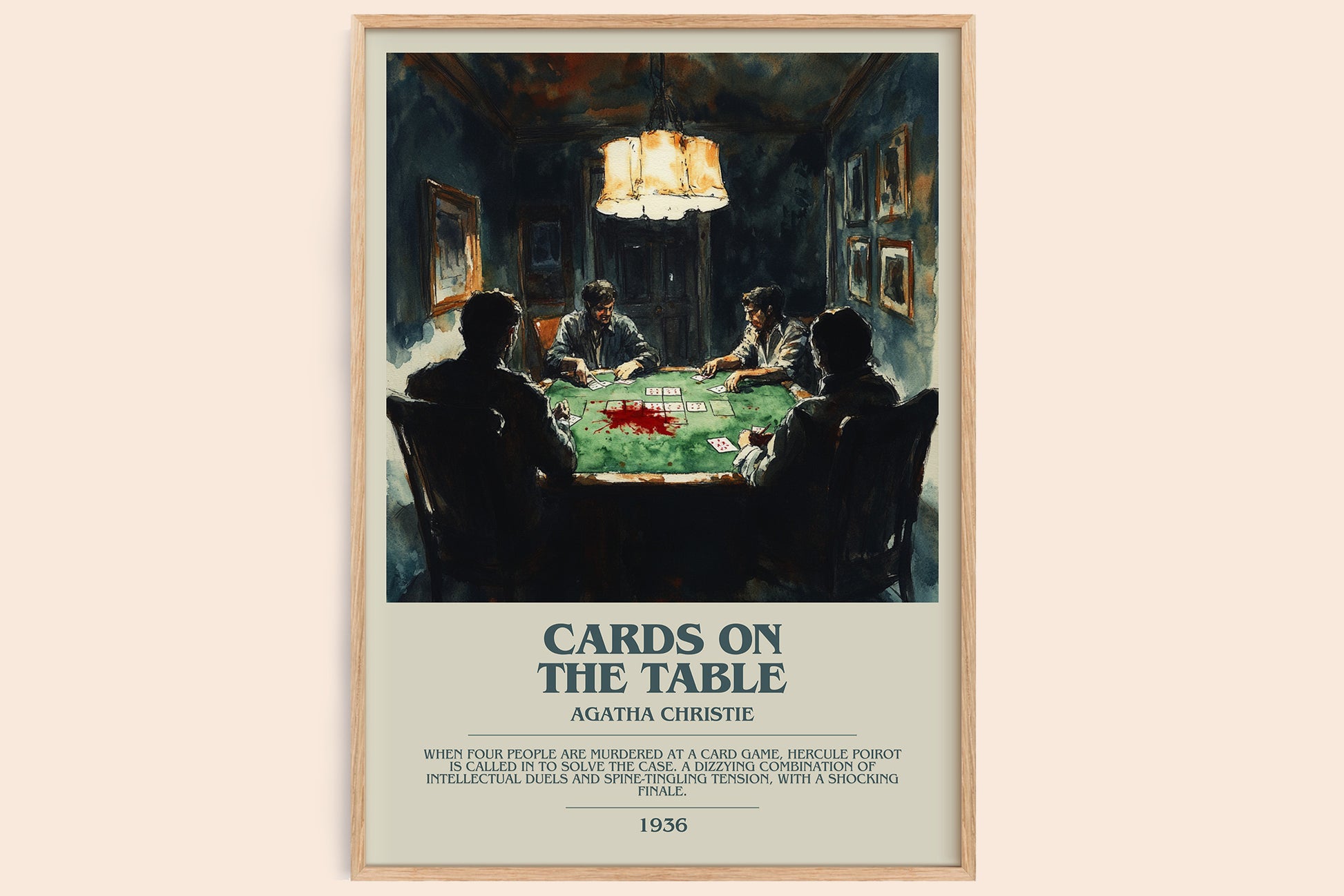 Cards on the Table bookish book poster by Agatha Christie – framed literary art print