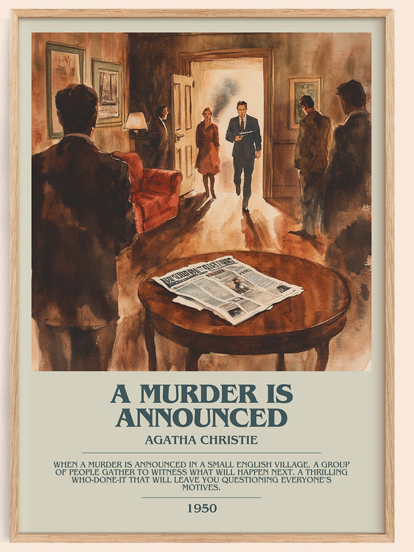 A Murder is Announced bookish book poster by Agatha Christie – framed literary art print