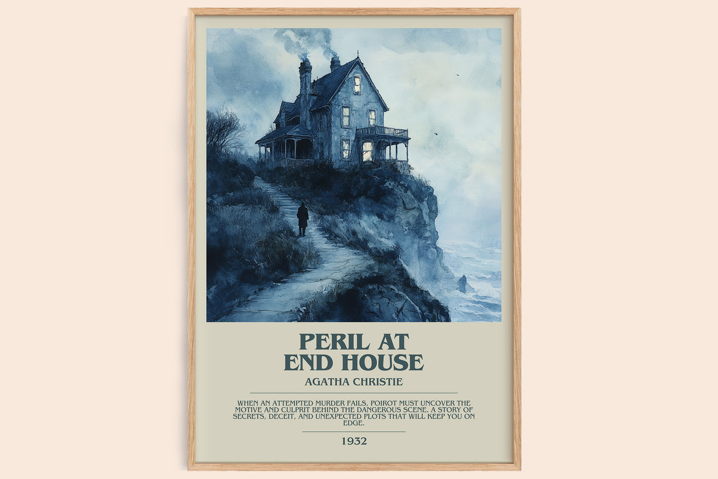 Peril at End House bookish book poster by Agatha Christie – framed literary art print