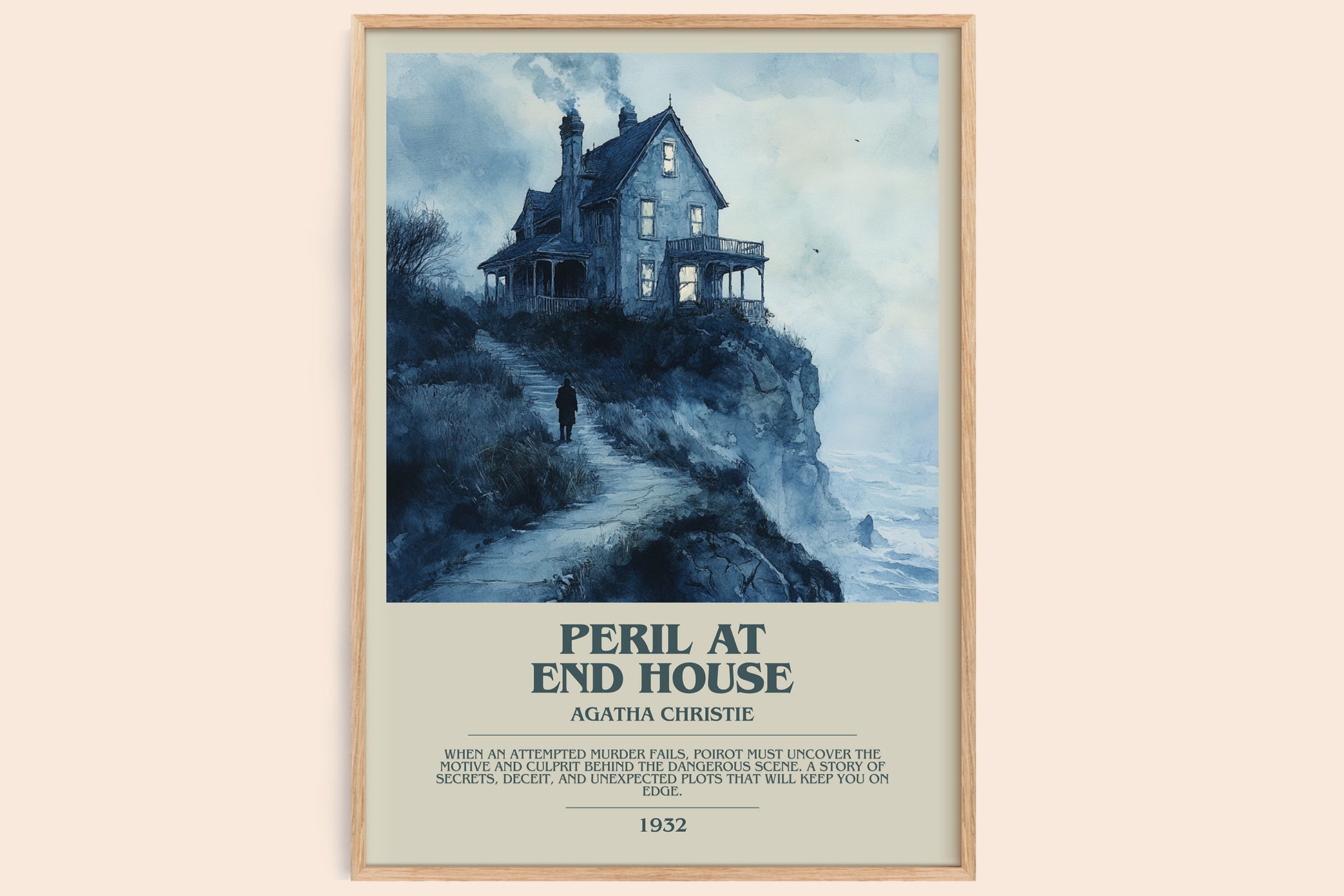 Peril at End House bookish book poster by Agatha Christie – framed literary art print