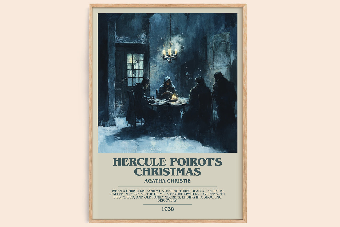 Hercule Poirot's Christmas bookish book poster by Agatha Christie – framed literary art print